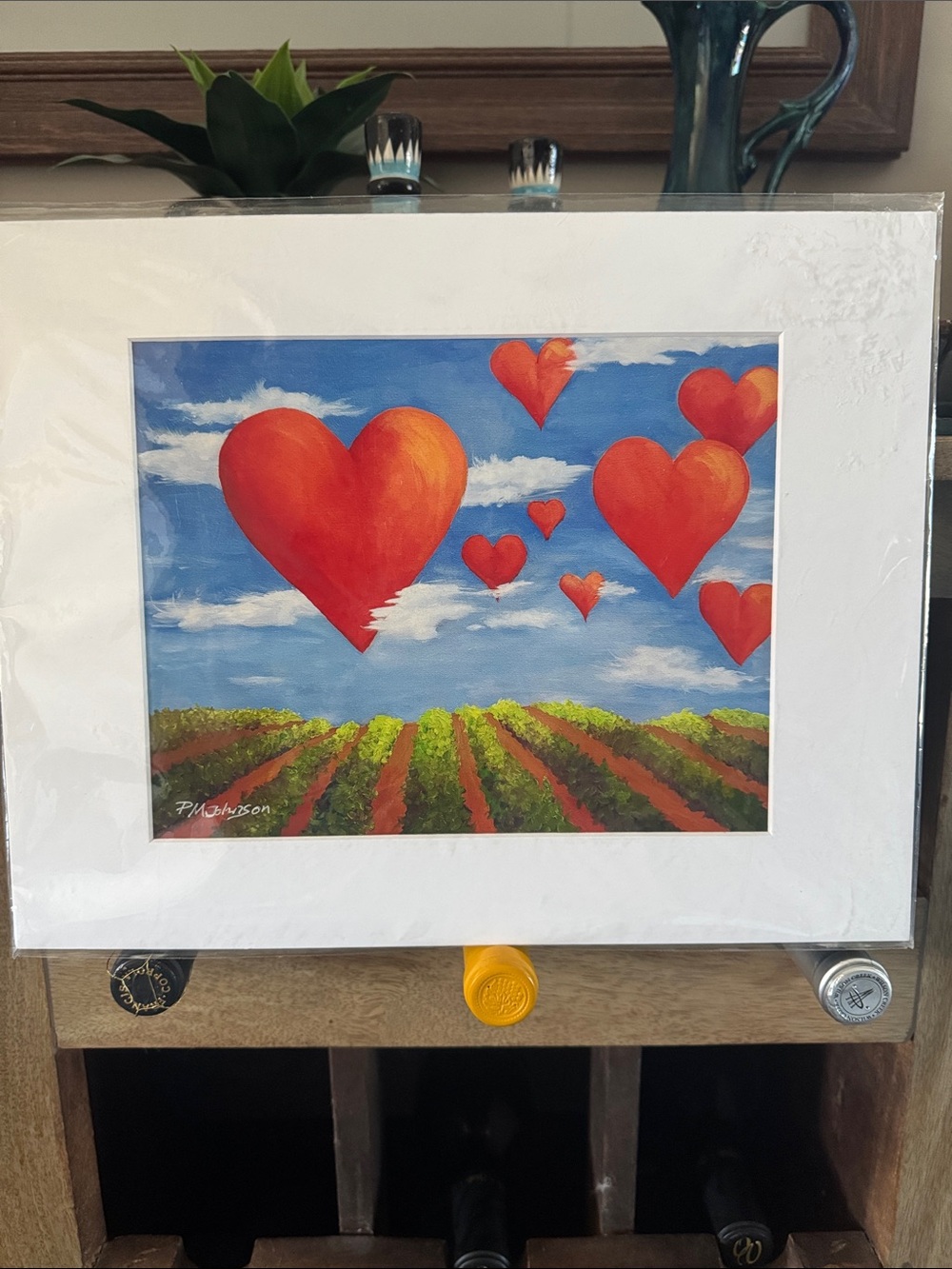 Artist PM Johnson, Heart Balloon Landscape Print. - Picture 4 of 6